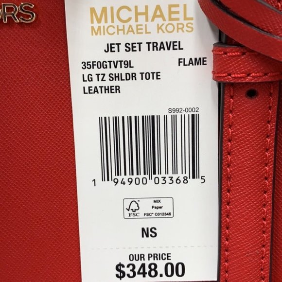 MICHAEL KORS JET SET TRAVEL LARGE TOP ZIP SHOULDER TOTE FLAME - Picture 16 of 16